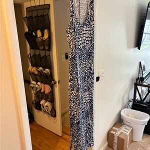 Blue and White Patterned Lily Pulitzer  maxi dress.